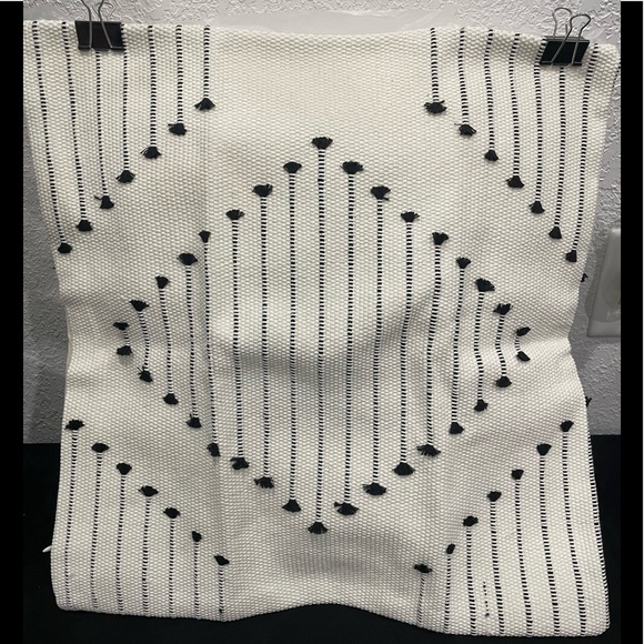 Boho Throw Pillow Cover Black and Cream White Pillow Cover 18x18 - Picture 4 of 4